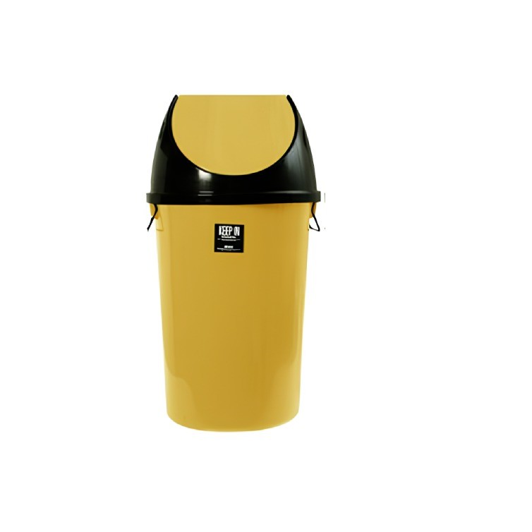 ถังขยะฝาแกว่ง KEEP IN H050300026 ทรงกลม สีเหลือง ความจุ 75 ลิตร