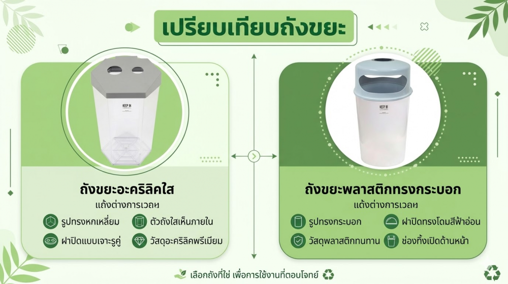 ถังขยะใสมีฝาปิด KEEP IN H050600013 ทรงหกเหลี่ยม ความจุ 56 ลิตร