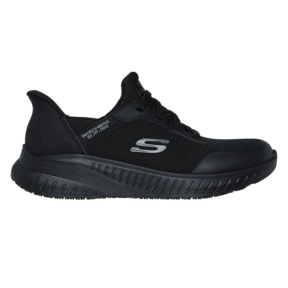 รองเท้าเซฟตี้ Skechers 108159 Work Squad Chaos SR Adelo (Work Womens) สีดำ พื้นกันลื่น ระบายความร้อนด้วยอากาศ Memory Foam ป้องกันอันตรายจากไฟฟ้า