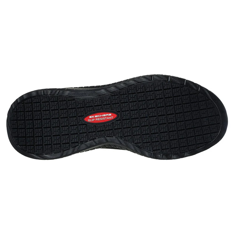 รองเท้าเซฟตี้ Skechers 108159 Work Squad Chaos SR Adelo (Work Womens) สีดำ พื้นกันลื่น ระบายความร้อนด้วยอากาศ Memory Foam ป้องกันอันตรายจากไฟฟ้า