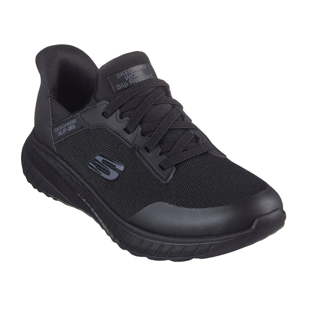 รองเท้าเซฟตี้ Skechers 108159 Work Squad Chaos SR Adelo (Work Womens) สีดำ พื้นกันลื่น ระบายความร้อนด้วยอากาศ Memory Foam ป้องกันอันตรายจากไฟฟ้า