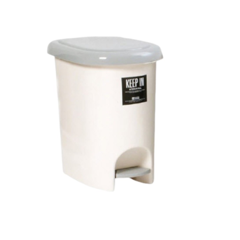 ถังขยะเท้าเหยียบ KEEP IN H050400020 ทรงรี RW9262 สีครีม ขนาด 14 ลิตร
