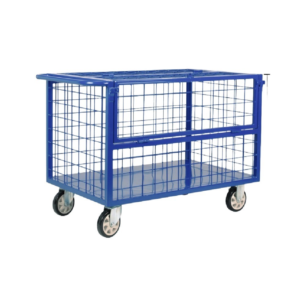 รถเข็นกรงเหล็กแผงข้างตะแกรง รุ่นโปร่ง 500 กก  มีฝาบน JUMBO A060800023 รุ่น BTL 0711X