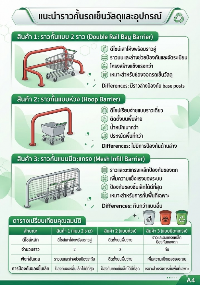 ราวกั้นรถเข็นวัสดุ JUMBO A069800002 รุ่น R60 สำหรับรถเข็นรุ่น HTP 1208 สูง 600 มม 