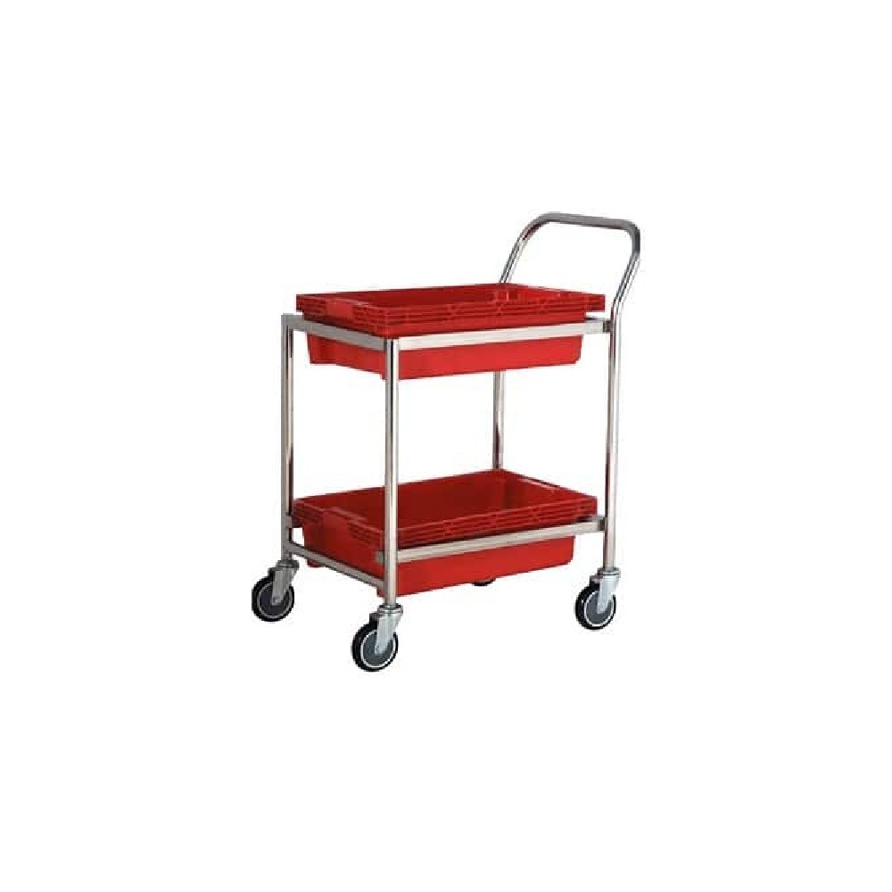 รถเข็นลังพลาสติก 2 ชั้น พร้อมลังพลาสติก JUMBO A061100001 รุ่น CNT 04 2S 2562 สีแดง