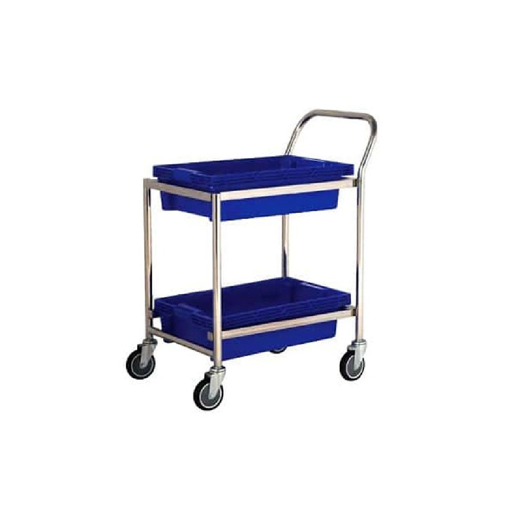 รถเข็นลังพลาสติก 2 ชั้น พร้อมลังพลาสติก JUMBO A061100002 รุ่น CNT 04 2S 2562 สีน้ำเงิน