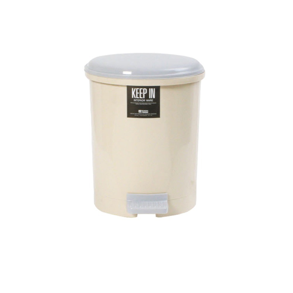 ถังขยะเท้าเหยียบ KEEP IN H050400002 ทรงกลม RW9082 สีครีม ขนาด 3 ลิตร