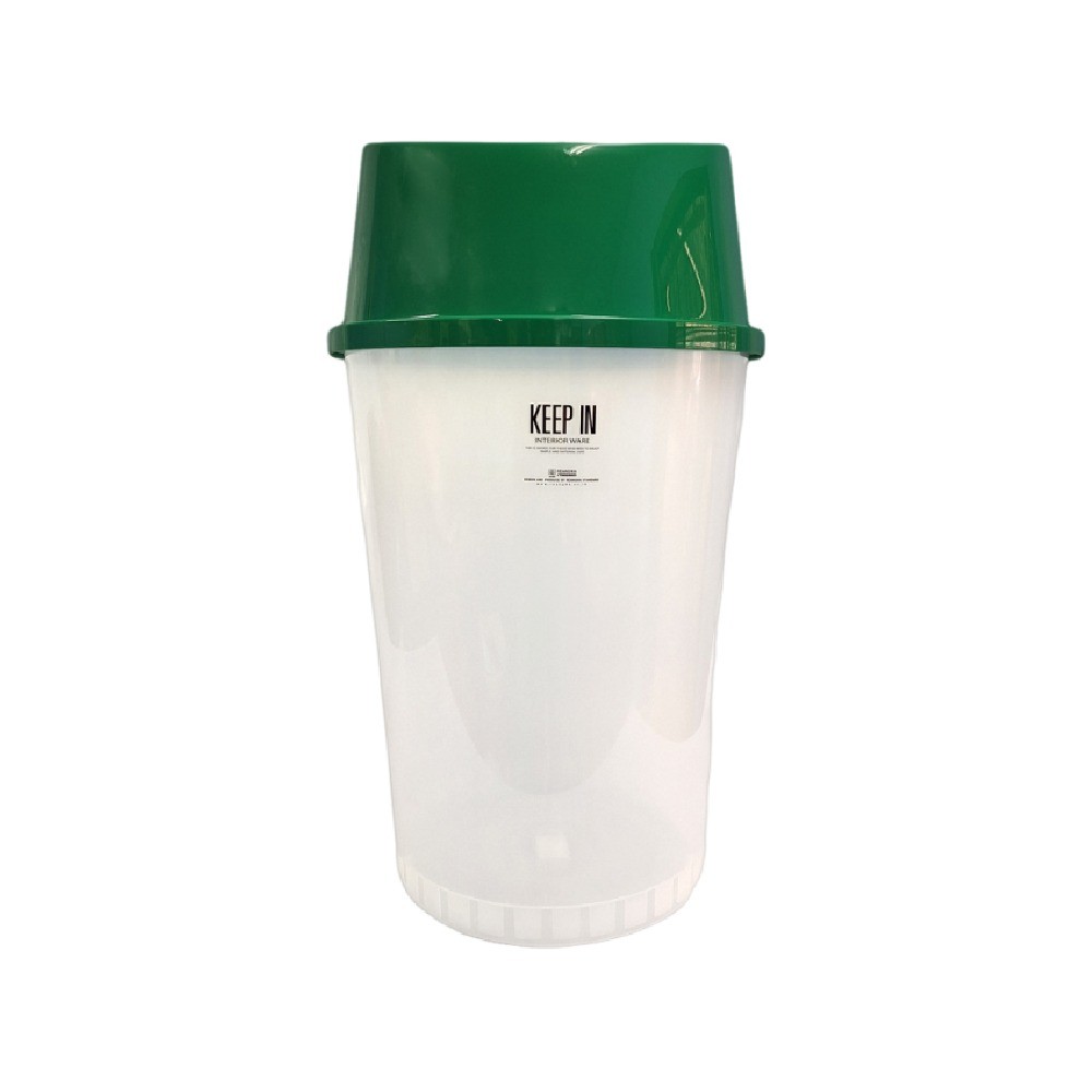 ถังขยะฝาแกว่ง KEEP IN H050600046 ทรงกลม RW9293 2 สีใส ฝาสีเขียว ขนาด 45 ลิตร