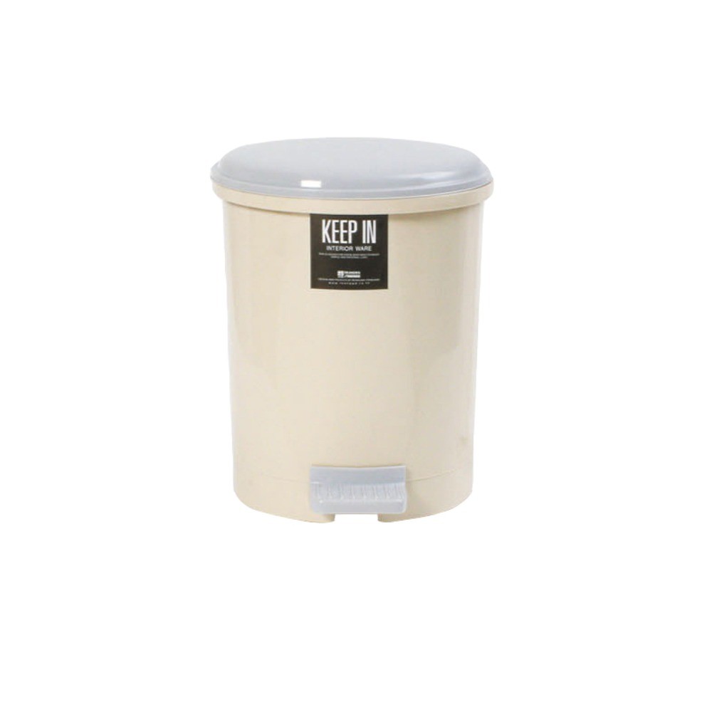 ถังขยะเท้าเหยียบ KEEP IN H050400005 ทรงกลม RW9083 สีครีม ขนาด 5 5 ลิตร