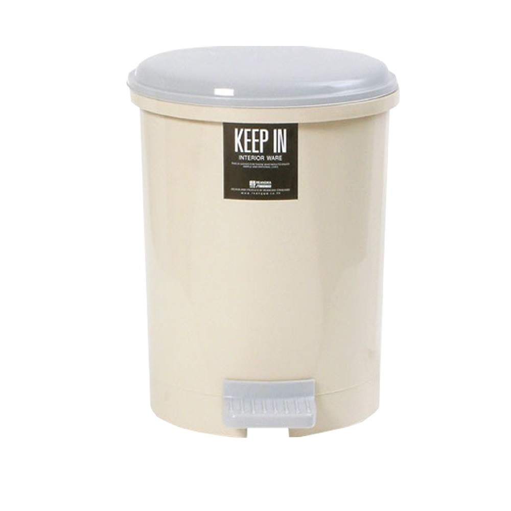 ถังขยะเท้าเหยียบ KEEP IN H050400013 ทรงกลม RW9086 สีครีม ขนาด 35 ลิตร
