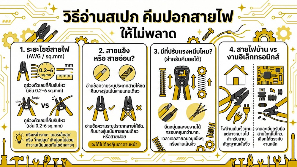 ขนาดสายไฟ AWG sqmm สำคัญกับการเลือก คีมปอกสายไฟ แค่ไหน