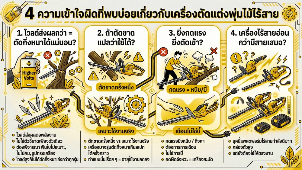 เครื่องตัดแต่งพุ่มไม้ไร้สาย ใช้กับกิ่งหนาได้จริงไหม เครื่องตัดแต่งพุ่มไม้ไร้สาย ใช้กับกิ่งหนาได้จริงไหม