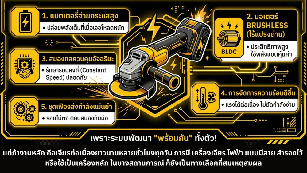ทำไม เครื่องเจียร ไร้สาย รุ่นใหม่ ๆ ถึงแรงขึ้นได้ มาดูเทคโนโลยีกัน