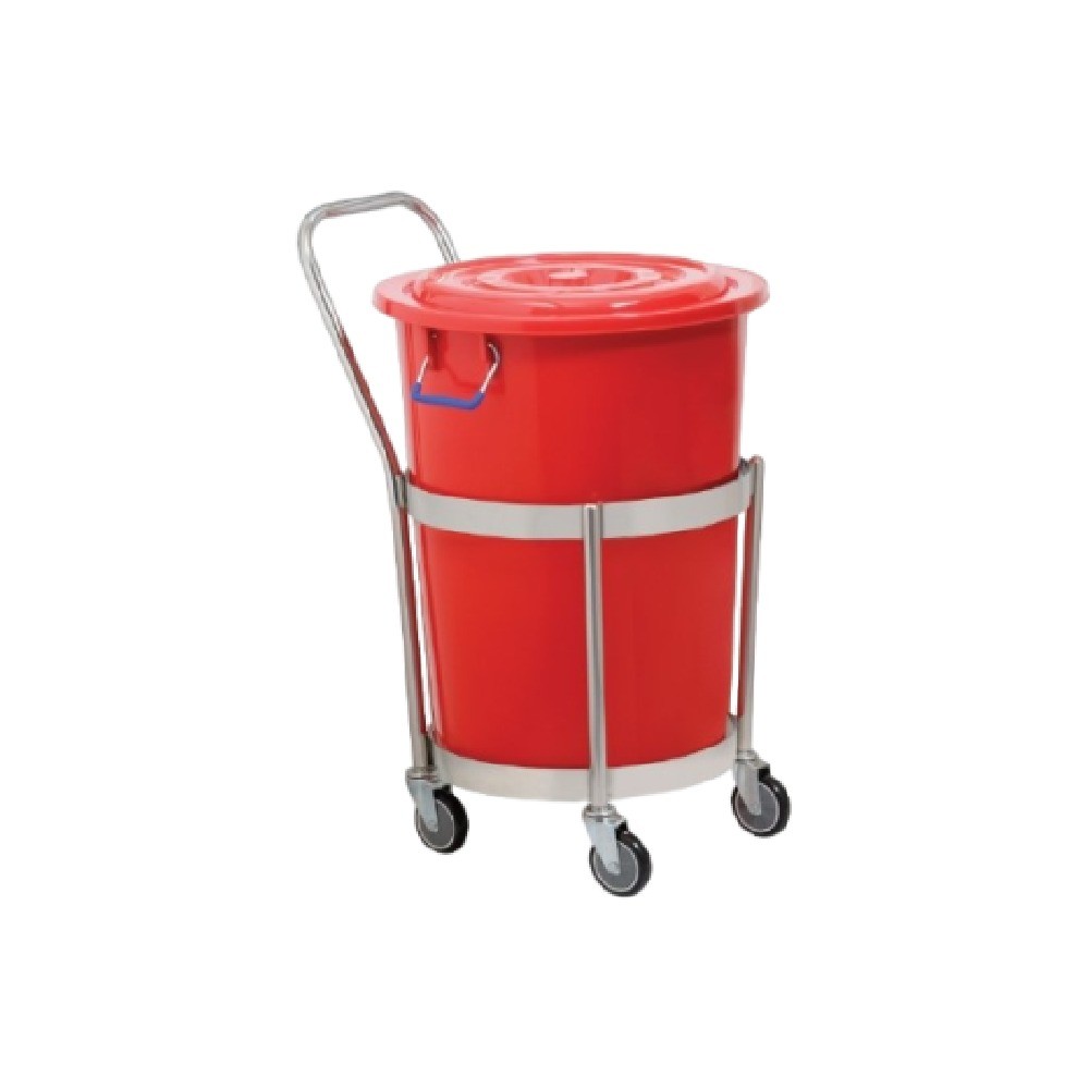 ดอลลี่กลม มีมือจับ JUMBO A050400010 SRH17S พร้อมถังพลาสติก 309 A สีแดง ขนาด 60 5 ลิตร