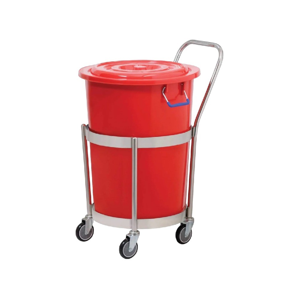 ดอลลี่กลม มีมือจับ JUMBO A050400016 SRH40S พร้อมถังพลาสติก 320 A สีแดง ขนาด 125 ลิตร