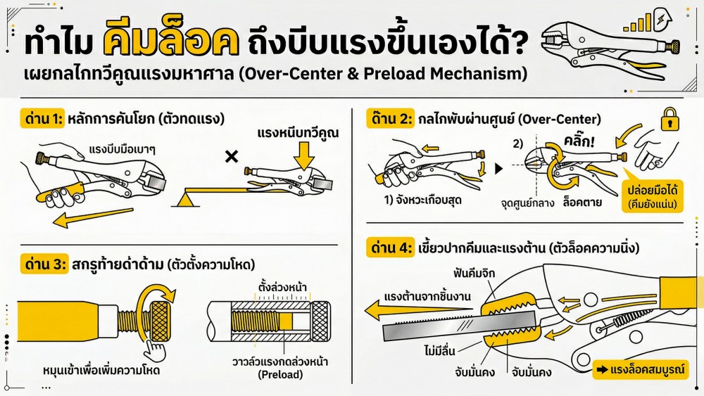 กลไกการ ล็อค ของ คีมล็อค ทำงานยังไง ทำไมแรงบีบถึงเพิ่มเอง กลไกการ ล็อค ของ คีมล็อค ทำงานยังไง ทำไมแรงบีบถึงเพิ่มเอง