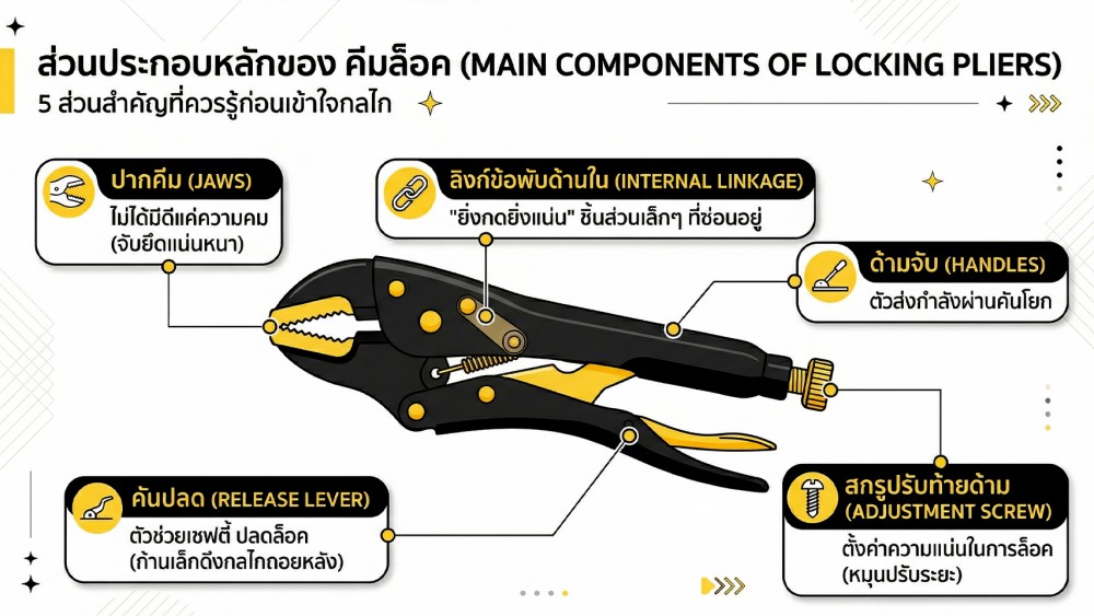 กลไกการ ล็อค ของ คีมล็อค ทำงานยังไง ทำไมแรงบีบถึงเพิ่มเอง กลไกการ ล็อค ของ คีมล็อค ทำงานยังไง ทำไมแรงบีบถึงเพิ่มเอง