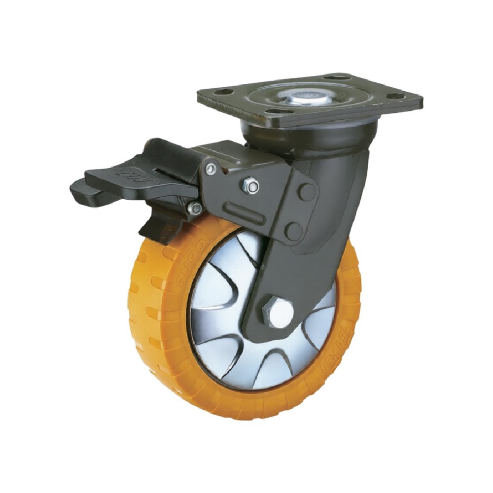 ล้อรับน้ำหนักมากพิเศษ PU  Skid  Series 17 SUPO B050106003 ล้อเป็นติดเบรก ขนาด 200 มม 