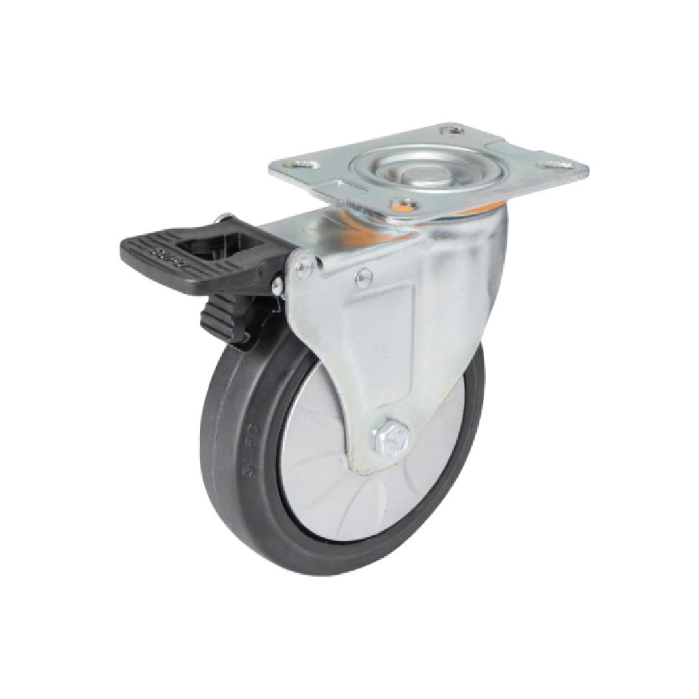 ล้อยางอีลาสติก ER Series 03 SUPO B021606002 ล้อเป็นติดเบรก ขนาด 100 มม 