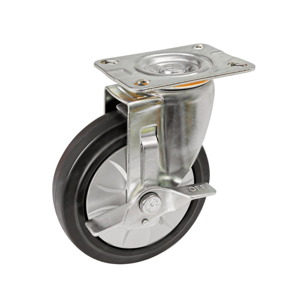 ล้อยางอีลาสติก ER Series 03 SUPO B021616001 ล้อเป็นติดเบรกข้าง ขนาด 75 มม 