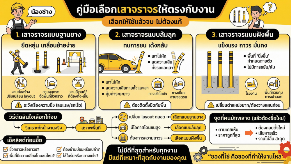 เสาจราจร มีกี่แบบ เลือกใช้ยังไงให้เหมาะกับงาน เสาจราจร มีกี่แบบ เลือกใช้ยังไงให้เหมาะกับงาน