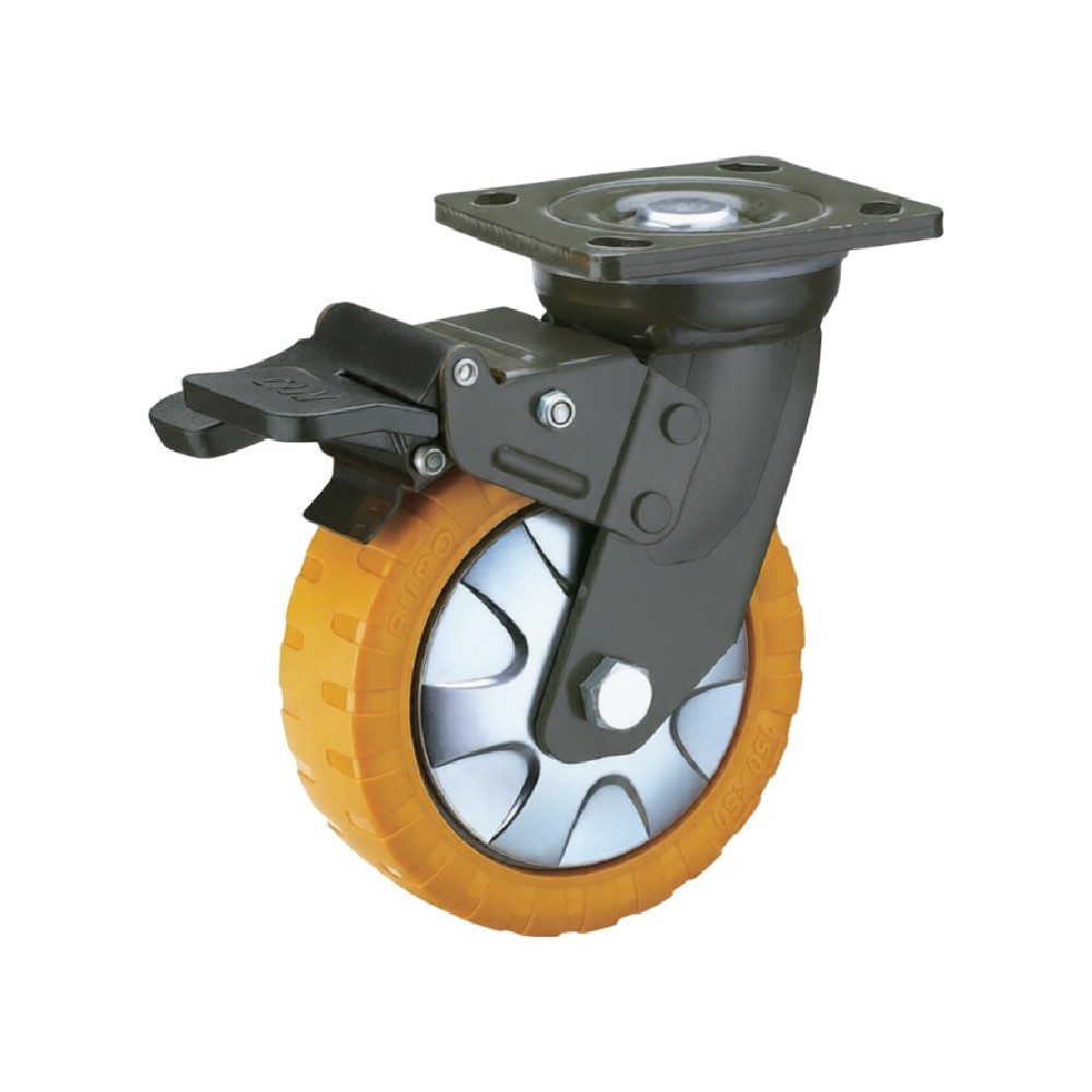 ล้อรับน้ำหนักมากพิเศษ PU  Skid  Series 17 SUPO B050106001 ล้อเป็นติดเบรก ขนาด 125 มม 