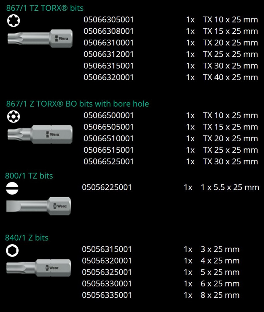 ชุดดอกไขควง Wera Bit-Check 30 Universal 1 05056440001 ชุด 30 ชิ้น