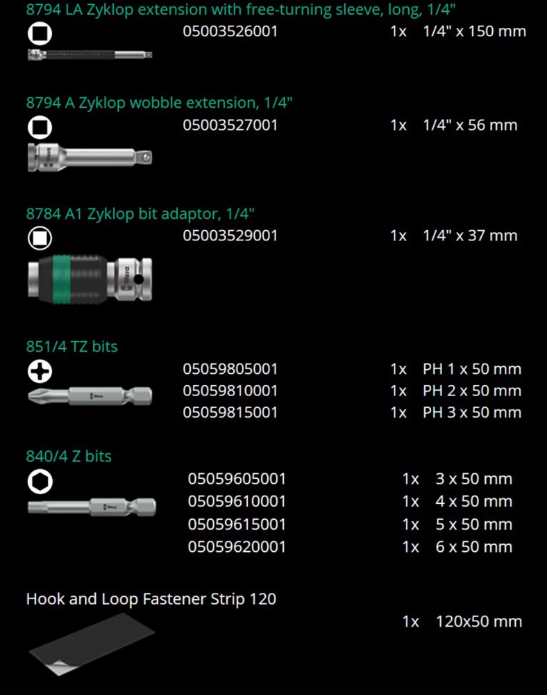 ชุดประแจ Wera Zyklop Speed 8100 SA 6 ขนาด 1/4 นิ้ว 05004016001 ชุด 28 ชิ้น