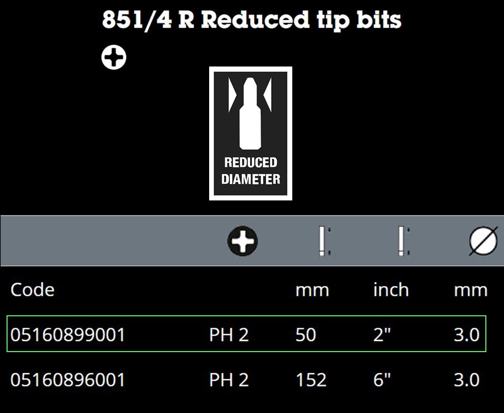 ดอกไขควงหัวแฉก Wera PH2 ขนาด 50 mm. 851/4 R tip bits 05160899001