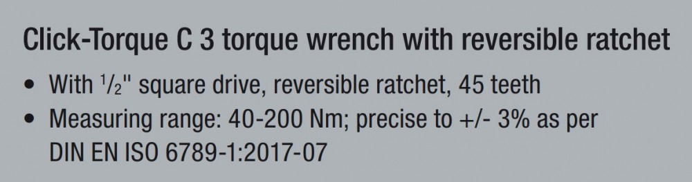 ประแจปอนด์ Wera Click-Torque C 3 ขนาด 1/2 05075622001 40 - 200 Nm