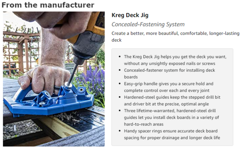 จิ๊กเจาะเอียง KREG KJDECKSYS20 Deck Jig™ System ติดตั้งระเบียง