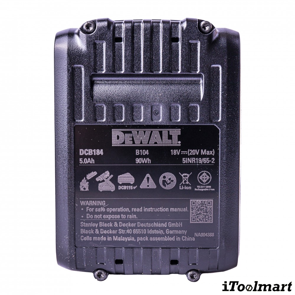 แบตเตอรี่ Dewalt DCB184 18V. 5.0 Ah.