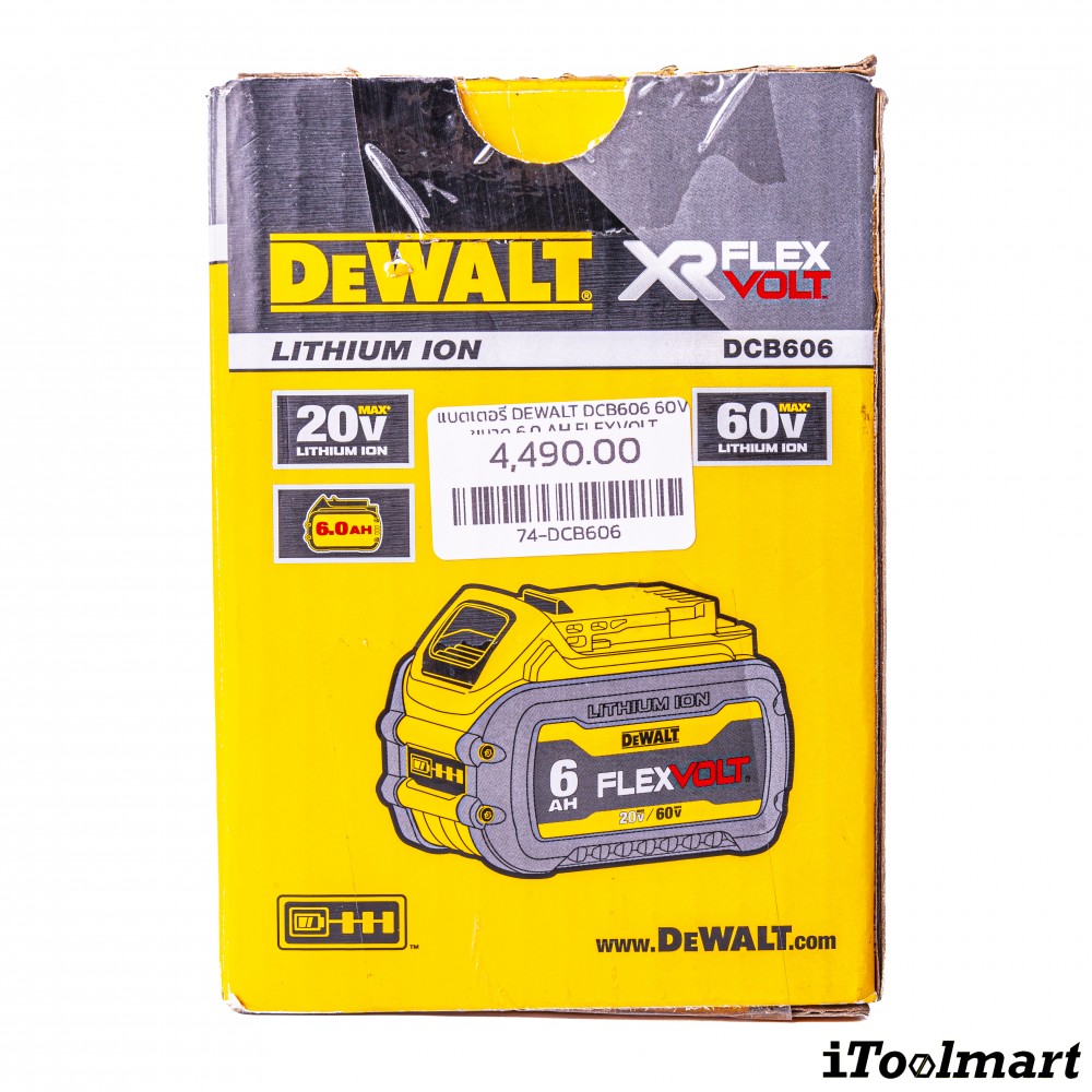 แบตเตอรี่ DeWALT DCB606 60V ขนาด 6.0 ah Flexvolt