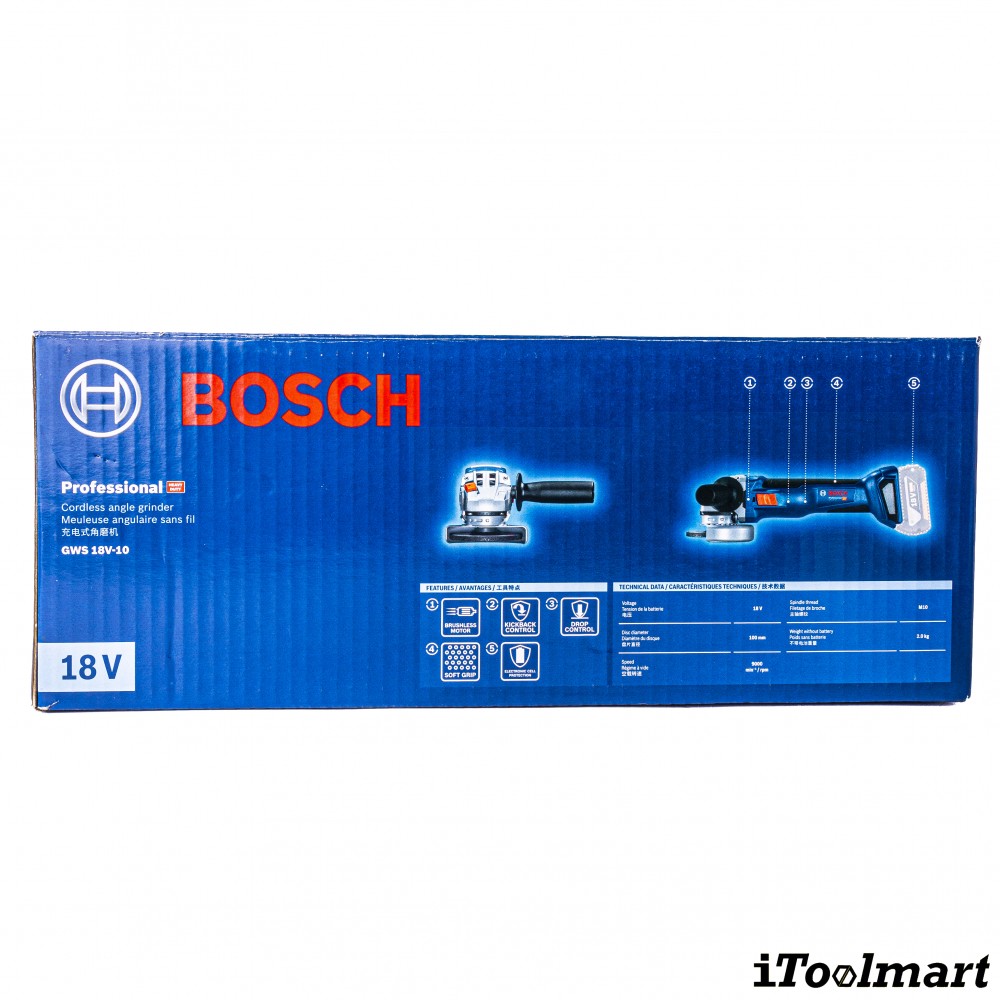 เครื่องเจียรไร้สาย BOSCH GWS 18V-10 SOLO ขนาด 4 นิ้ว (ตัวเปล่า)
