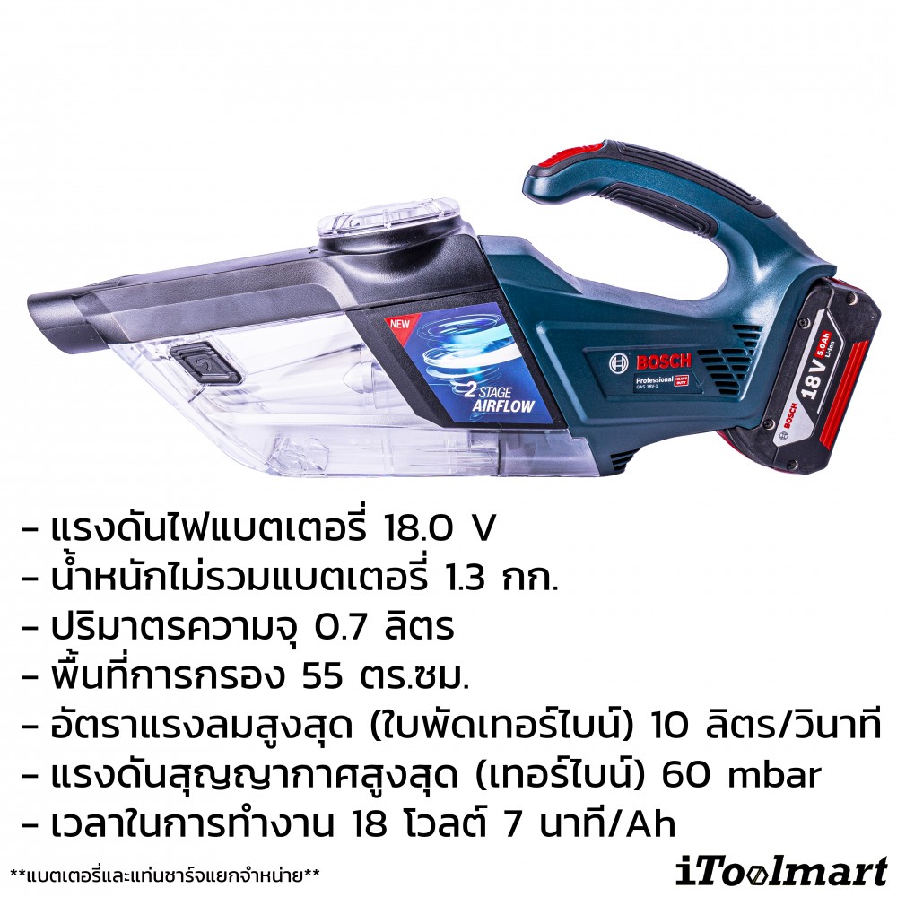 เครื่องดูดฝุ่นไร้สาย BOSCH GAS 18V-1 (ตัวเปล่า)