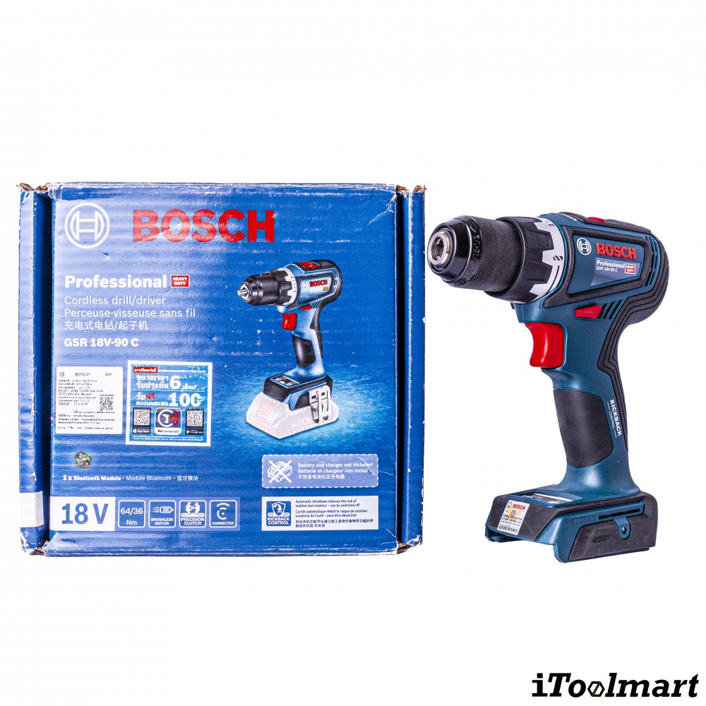 สว่านไร้สาย BOSCH GSR 18V-90 C SOLO (ตัวเปล่า)