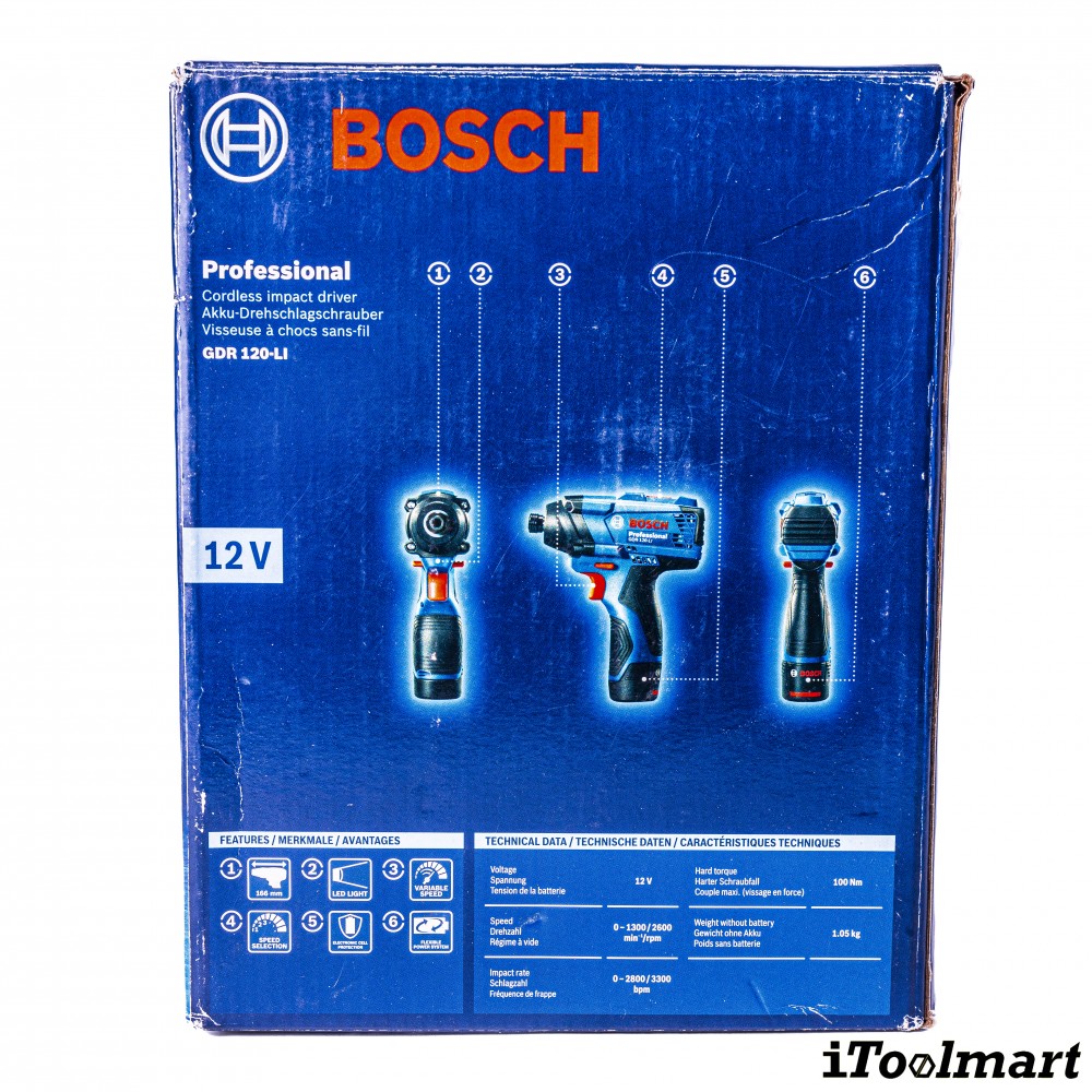 สว่านไขควงกระแทก BOSCH รุ่น GDR 120-LI SOLO (ตัวเปล่า)