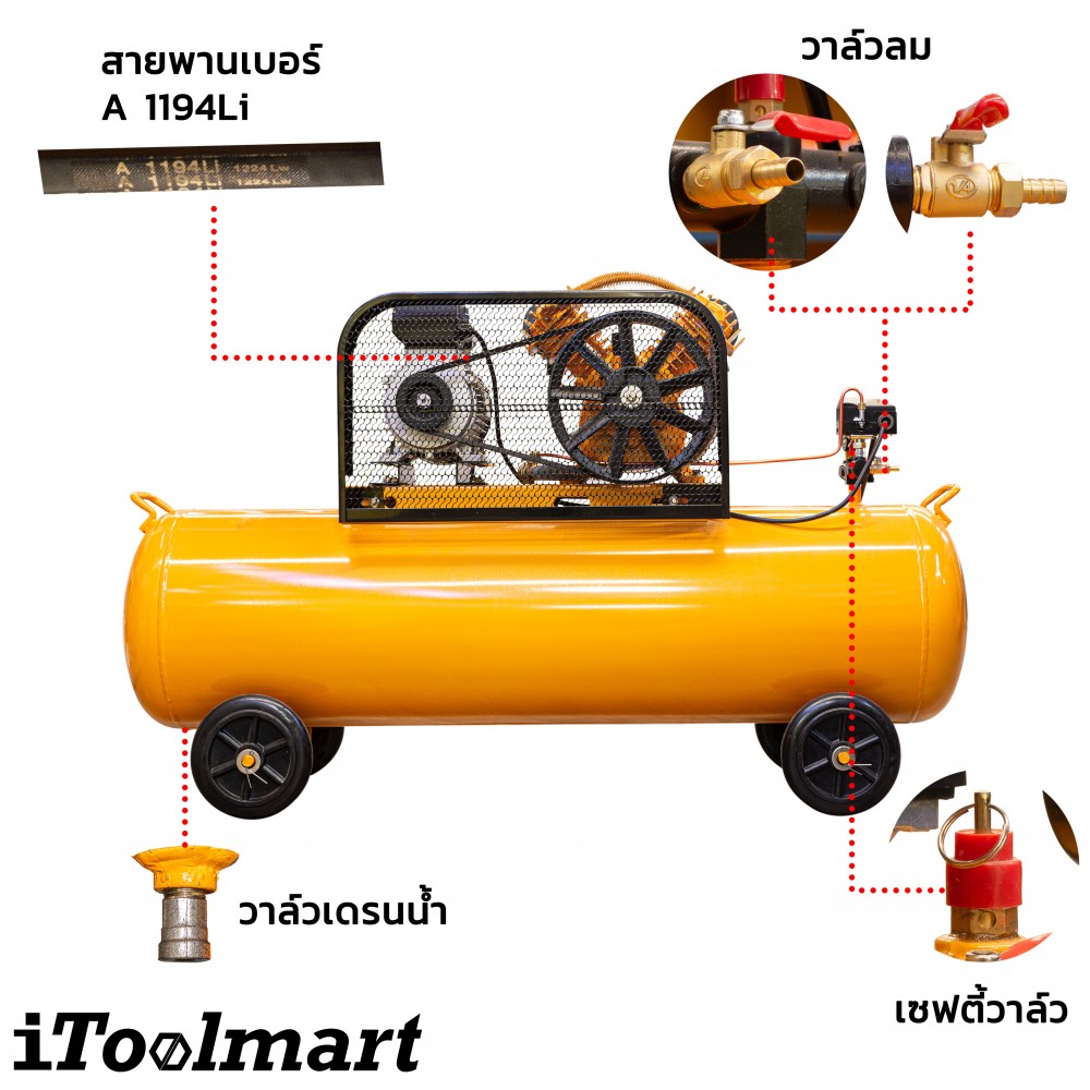 ปั๊มลมสายพาน TIGER TGA22-150M 3HP 150L