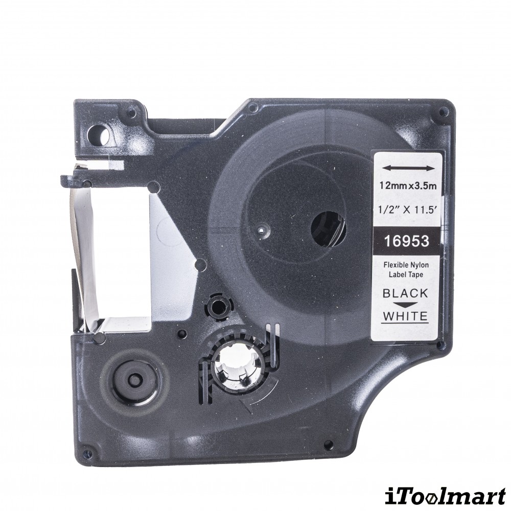 เทปติดฉลาก BASIC INDUSTRIAL 16953 Nylon Label Tape สีขาว ขนาด 12 มม. x 3.5 ม. สำหรับเครื่องพิมพ์ DYMO LabelManager 160