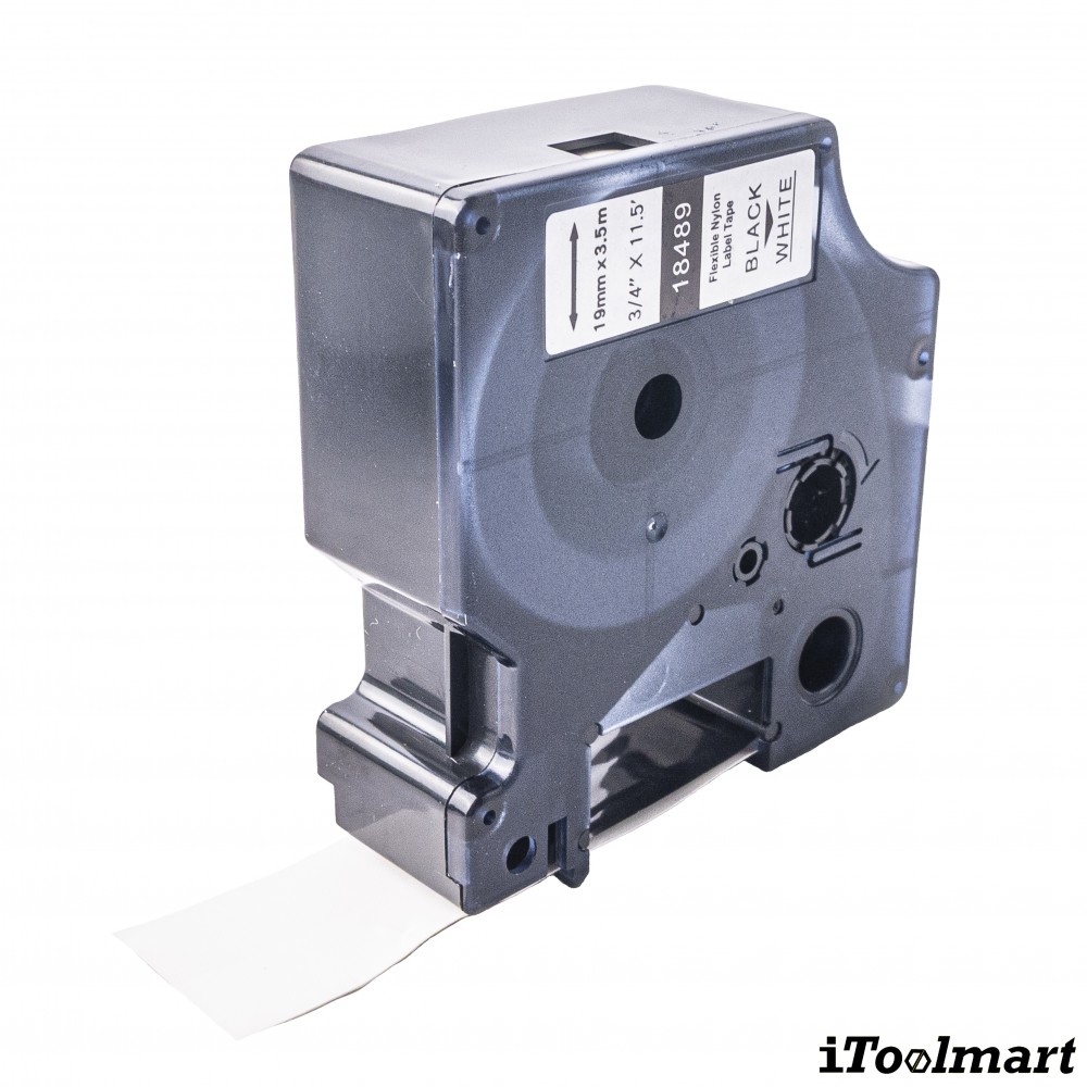 เทปติดฉลาก BASIC INDUSTRIAL 18489 Nylon Label Tape สีขาว ขนาด 19 มม. x 3.5 ม. สำหรับเครื่องพิมพ์ DYMO LabelManager 160