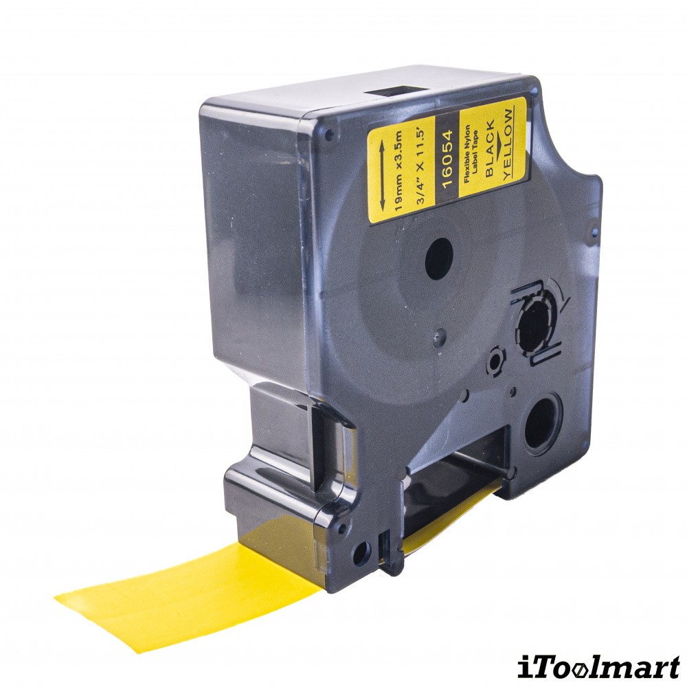 เทปติดฉลาก BASIC INDUSTRIAL 16054 Nylon Label Tape สีเหลือง ขนาด 19 มม. x 3.5 ม. สำหรับเครื่องพิมพ์ DYMO LabelManager 160