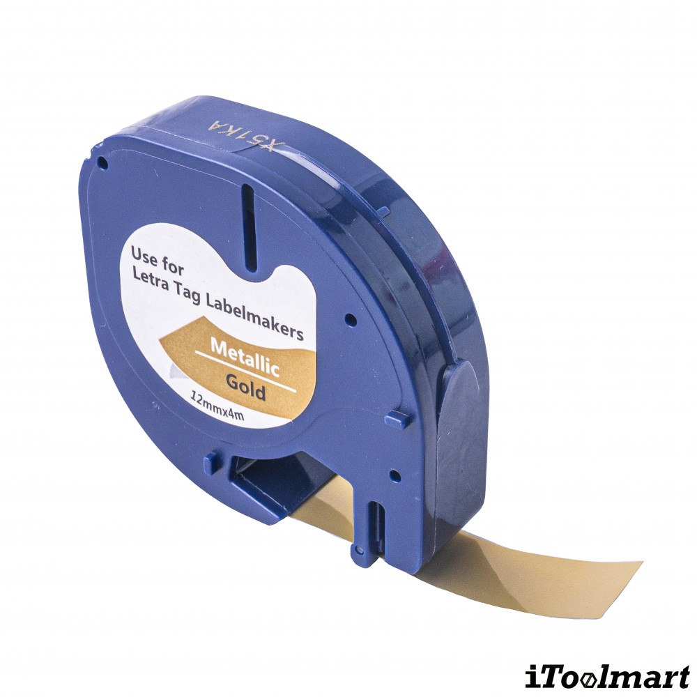 เทปพลาสติก BASIC INDUSTRIAL LetraTag Label Tape สีทอง ขนาด 12 มม. x 4 ม. สำหรับเครื่องพิมพ์ DYMO LetraTag LT-200B