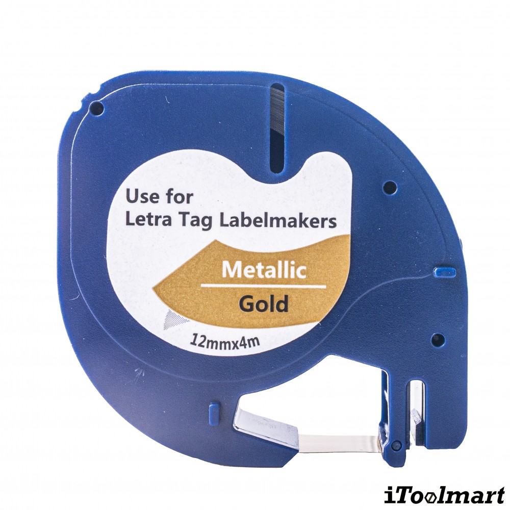 เทปพลาสติก BASIC INDUSTRIAL LetraTag Label Tape สีทอง ขนาด 12 มม. x 4 ม. สำหรับเครื่องพิมพ์ DYMO LetraTag LT-200B