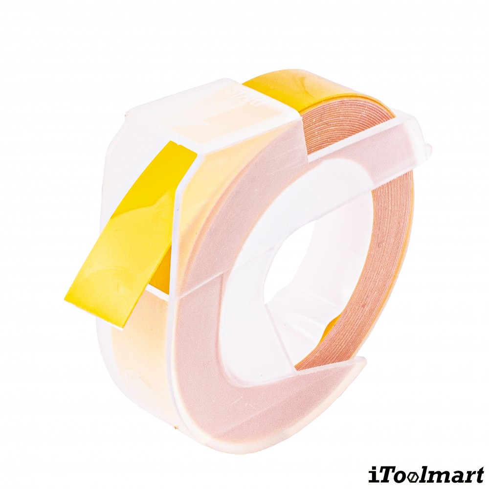 เทปพลาสติก BASIC INDUSTRIAL 520108 3D Embossing Label Tape สีเหลือง ขนาด 9 มม. x 3 ม. สำหรับเครื่องพิมพ์ Dymo Embossing Organizer Xpress Pro