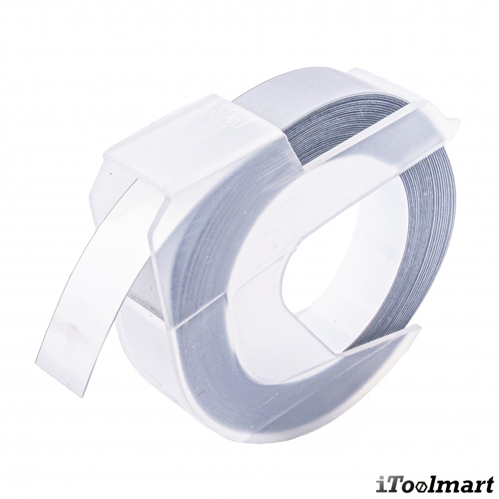 เทปพลาสติก BASIC INDUSTRIAL 520104 3D Embossing Label Tape สีเงิน ขนาด 9 มม. x 3 ม. สำหรับเครื่องพิมพ์ Dymo Embossing Organizer Xpress