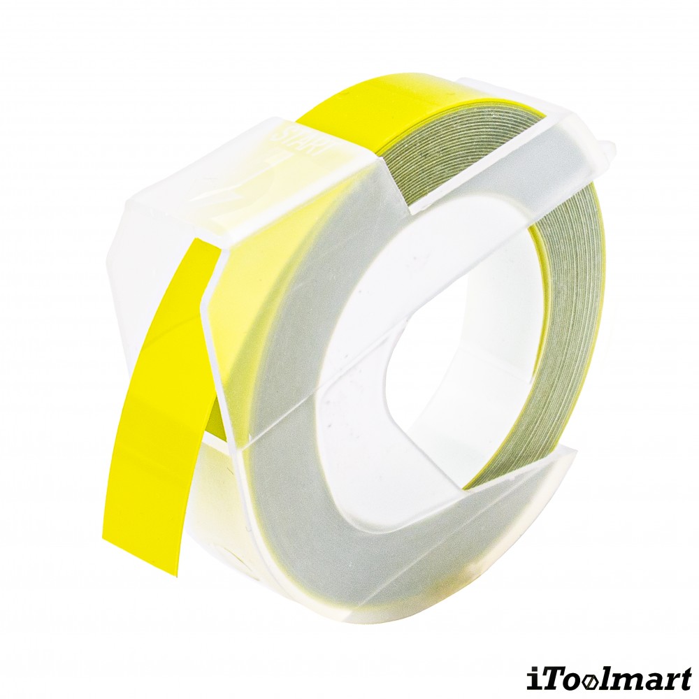 เทปพลาสติก BASIC INDUSTRIAL S0718080 3D Embossing Label Tape สีเขียวมะกอก ขนาด 9 มม. x 3 ม. สำหรับเครื่องพิมพ์ Dymo Embossing Junior