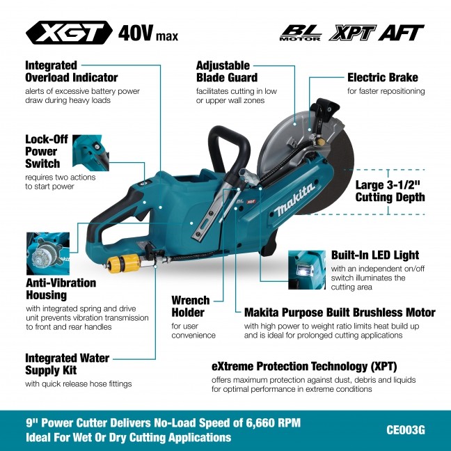 เครื่องตัดไร้สาย MAKITA CE003GZ03 40Vmax ขนาด 230 มม. (9 นิ้ว) (ตัวเปล่า)