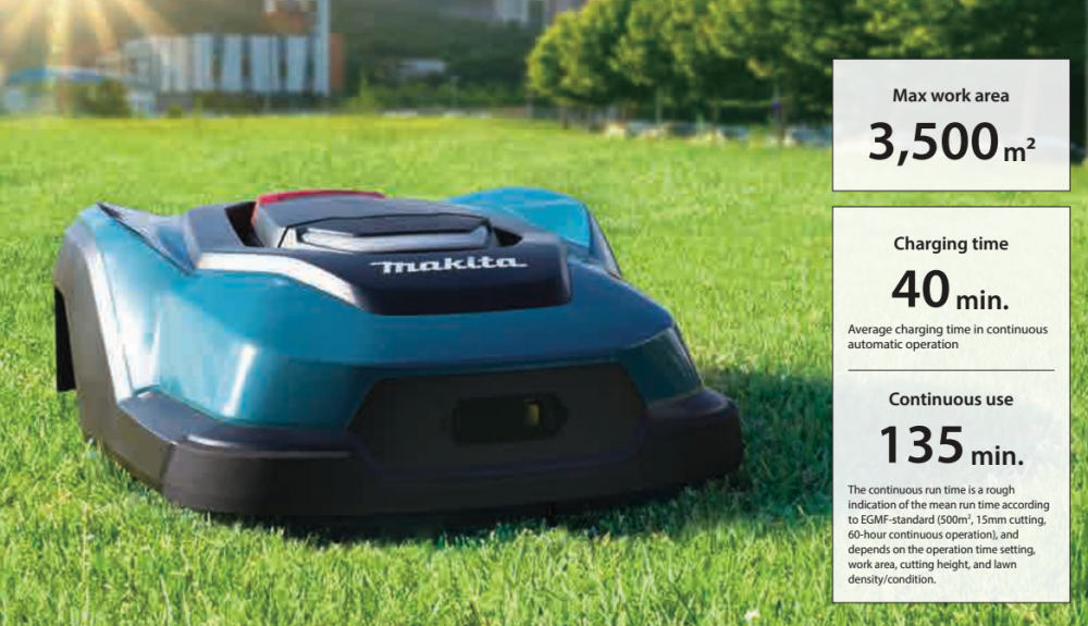 หุ่นยนต์ตัดหญ้าอัตโนมัติ MAKITA RM350D 18V 5.0Ah built-in type Li-Ion battery ขนาด 240 มม.