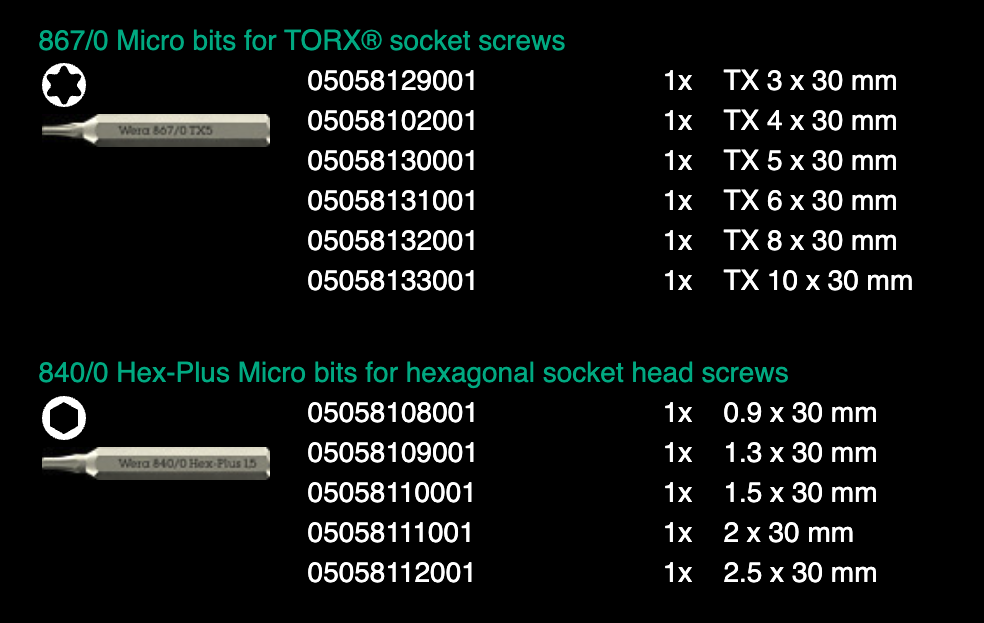 ชุดไขควงและประแจ Wera Tool-Check Modular Micro 1 05049002001 (21 ชิ้น)