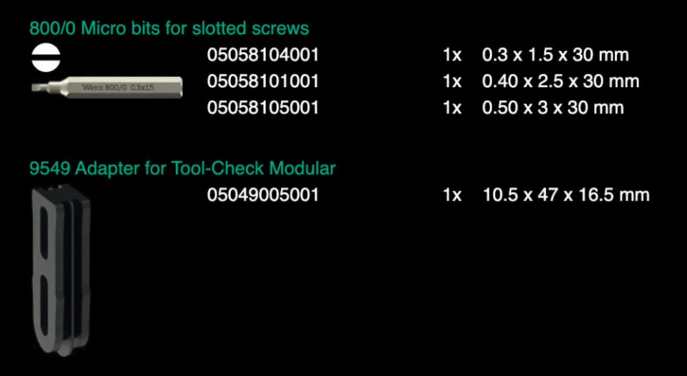 ชุดไขควงและประแจ Wera Tool-Check Modular Micro 1 05049002001 (21 ชิ้น)